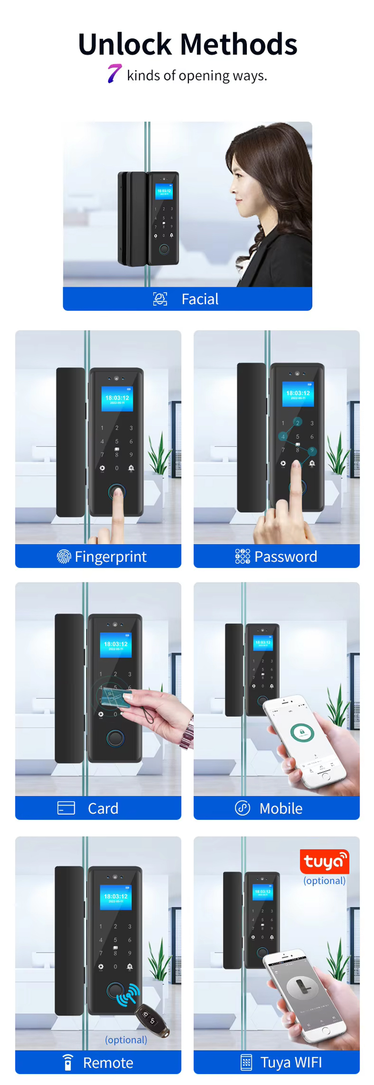 Fingerprint Glass Door Lock