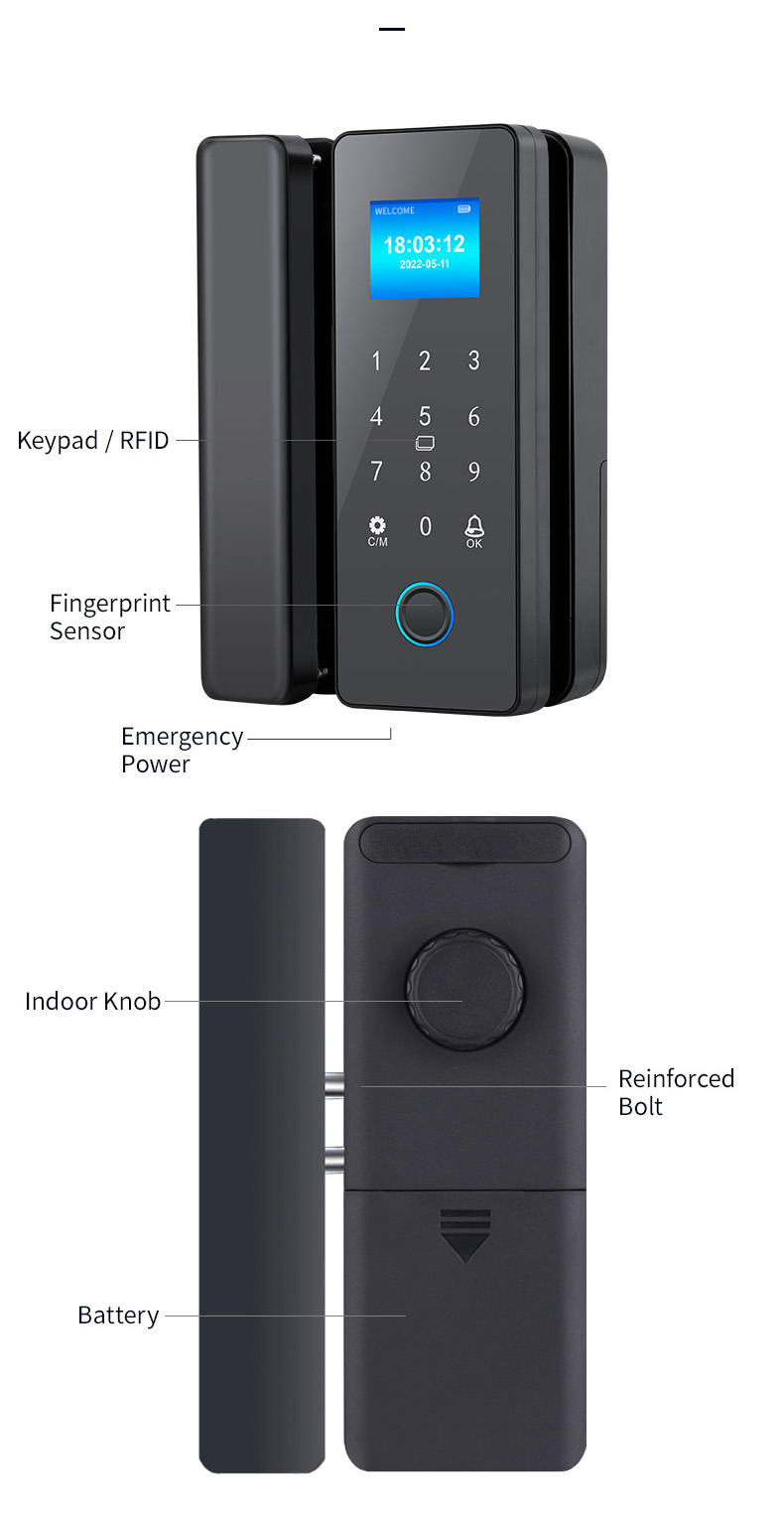 Glass door fingerprint lock