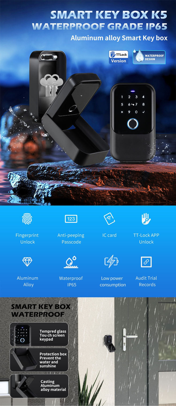 Waterproof Smart Key Lock Box